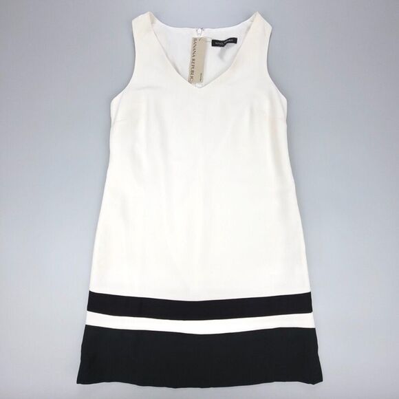 NWT Banana Republic Mini Dress Color Block White Black Nautical Boho Minimal - Picture 1 of 10